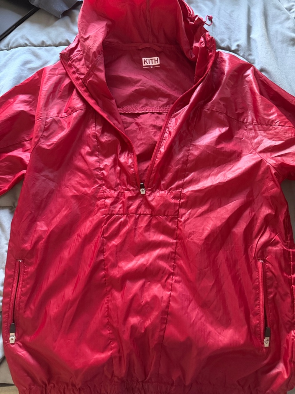 Kith Bright Red Hooded Anorak Pullover
